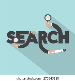 Magnifying Glasses In Hand With Search Typography Design Vector Illustration