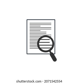 Magnifying glasssearching the document. Finding solution. Right decision. Safe search. Stock vector illustration isolated