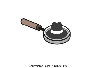 Magnifying Hat Objects Logo Symbol Vector Design Illustration