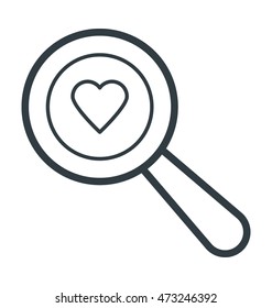 Magnifying Heart Colored Vector Icon
