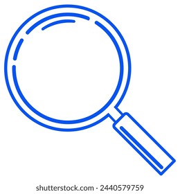 Magnifying icon, blue icon, vector illustration.