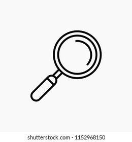 Magnifying icon. Magnify glass. Research,  find icon vector. Lens, look magnifier, loupe sign. Linear style sign for mobile concept and web design. Search symbol illustration. vector graphics - Vector