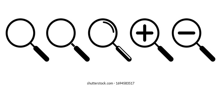 Magnifying icon set isolated on white background. Vector EPS 10