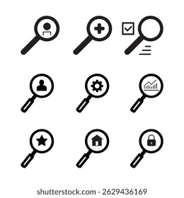 Magnifying Icon Set Template Design