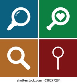 Magnifying icons set. set of 4 magnifying filled icons such as magnifier, search