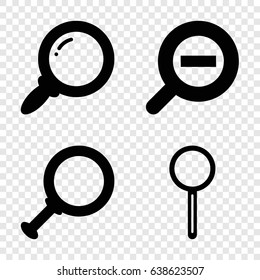 Magnifying icons set. set of 4 magnifying filled icons such as magnifier, zoom out, search