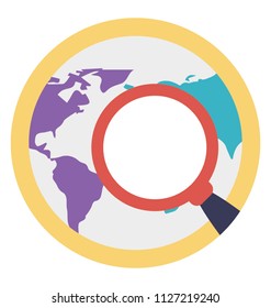 Magnifying lens over global map, search location
