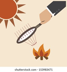 Magnifying lens with sun light create fire