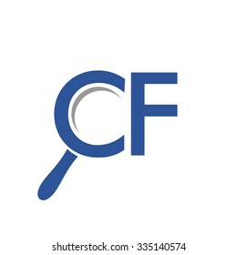 magnifying logo vector. c and f logo template