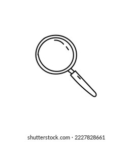 Magnifying loupe hand drawn icon. Hand sketch optical zoom device for research and reading with simple zoom vector design