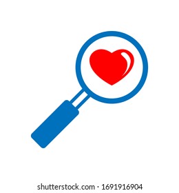 Magnifying with love icon vector sign and symbols