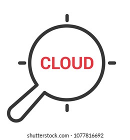 Magnifying Optical Glass With Words Cloud. Vector illustration