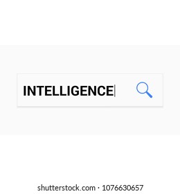 Magnifying Optical Glass With Words Intelligence. Vector illustration