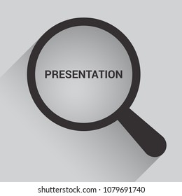 Magnifying Optical Glass With Words Presentation. Vector illustration