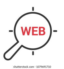 Magnifying Optical Glass With Words Web. Vector illustration