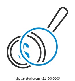 Magnifying Over Coins Stack Icon. Editable Bold Outline With Color Fill Design. Vector Illustration.