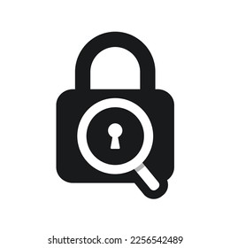 Magnifying padlock icon. Illustration vector