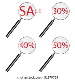 Magnifying sale glass vector