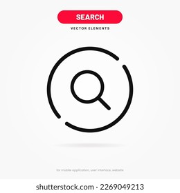 Magnifying or search icon. Rounded search symbol. Research icon for social media, mobile app, website, search engine, UI, operating system.