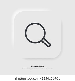 Icono de aumento o búsqueda. Símbolo de búsqueda redondeado. Icono de investigación para medios sociales, aplicación móvil, sitio web, motor de búsqueda, interfaz de usuario, sistema operativo.
