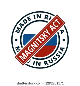 Magnitsky Act Sunctions against Product Made in Russia label illustration