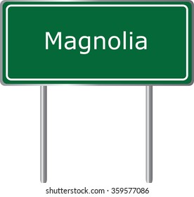 Magnolia , Arkansas, , road sign green vector illustration, road table, USA city