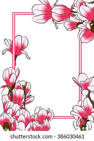 Magnolia blooming tree. Vector illustration.