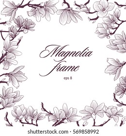 Magnolia blossom square frame