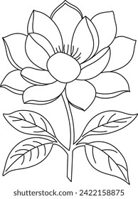 Magnolia coloring page. Flower illustration colouring book 