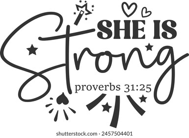 Magnolia Design Co.; She is Strong, Proverbs 31:25 - Reusable Adhesive 8.5x11 Stencil