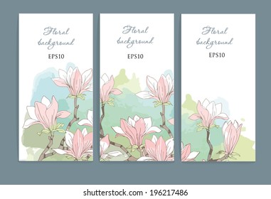 Magnolia flower. Banner floral background 