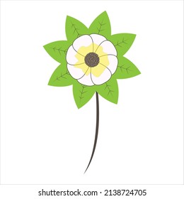 Magnolia flower in flat cartoon style. Vector illustration