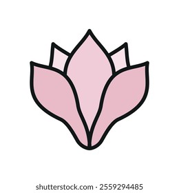 Magnolia flower icon features a graceful and timeless design, perfect for floral branding, invitations, or nature-inspired projects