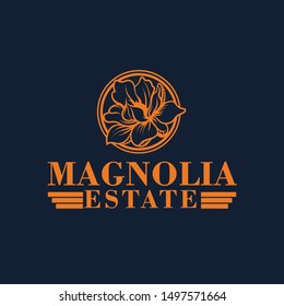 Magnolia Flower For Real Estate Logo