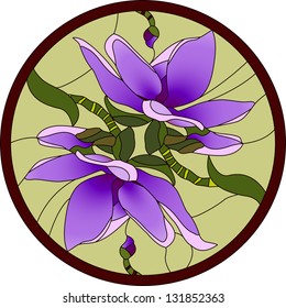 Stock vektor „Magnolia Flower Stained Glass Window“ (bez autorských