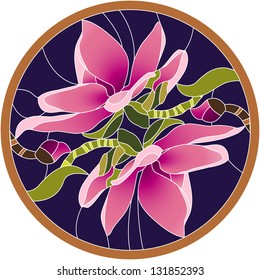 magnolia flower / Stained glass window
