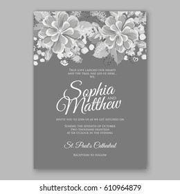 Magnolia flower wedding invitation card template