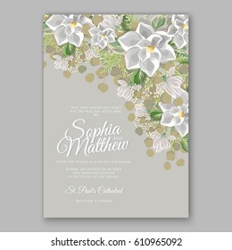 Magnolia flower wedding invitation card template