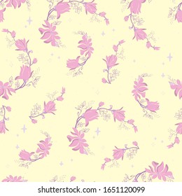 Magnolia flowers on a branch pattern, vector, illustration.