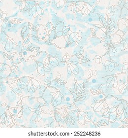 Magnolia flowers on a branch, textiles