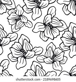 Magnolia flowers seamless pattern. Hand drawn vector illustration for background, textile, wrapping paper.