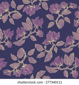Magnolia flowers - vector seamless pattern