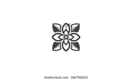 Diseño del logotipo del bosque de Magnolia. Logotipo floral sobre plantilla de vectores de fondo blanco