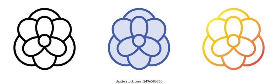 magnolia icon. Linear, Blue Fill and Gradient Style Design Isolated On White Background