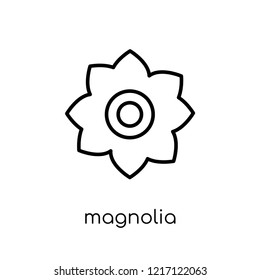 Magnolia icon. Trendy modern flat linear vector Magnolia icon on white background from thin line nature collection, editable outline stroke vector illustration
