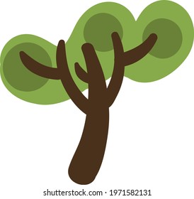 Magnolia Kobus Tree, Icon Illustration, Vector On White Background