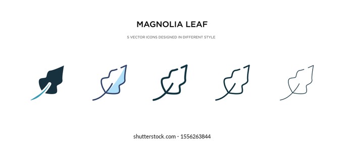 magnolia leaf icon in different style vector illustration. two colored and black magnolia leaf vector icons designed in filled, outline, line and stroke style can be used for web, mobile, ui