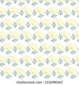 Magnolia with leaves seamless pattern. Bright colorful plant pattern. Vector pattern.