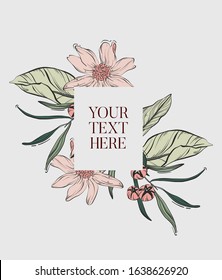 Magnolia line drawing. Vector botanical hand drawn outline floral set. Simple doodle art, summer concept, modern ink sketch. Great for tattoo, invitations, greeting cards, decor