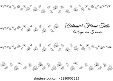 magnolia line flower petals flowers.
frame tolls background vector illustration.